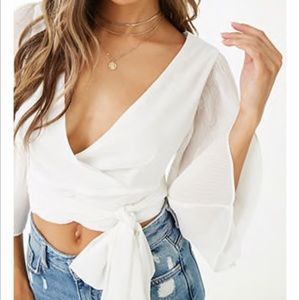Angelic White Wrap Blouse